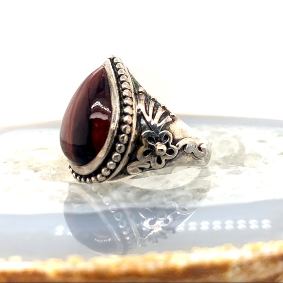 Made in India 925 Dyed Tigers Eye Ring ✨ Size 10 - Picture 4 of 9